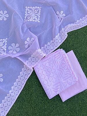 Applique Unstitched Suit With Applique Top Series 1-2