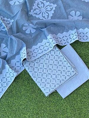 Pure Cotton Suit With Applique Top And Dupatta Catalogue 3-19