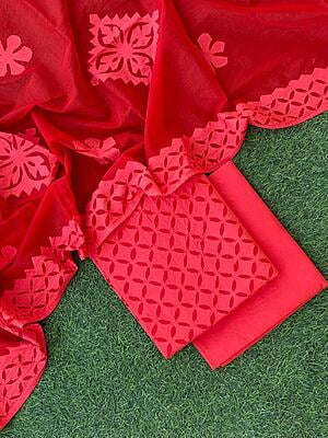 Pure Cotton Suit With Applique Top And Dupatta Catalogue 3-2