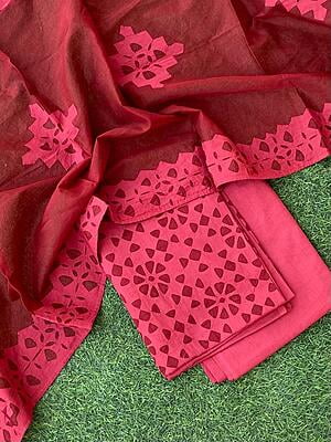 Pure Cotton Suit With Applique Top And Dupatta Catalogue 3-22
