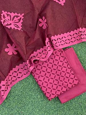 Pure Cotton Suit With Applique Top And Dupatta Catalogue 3-6