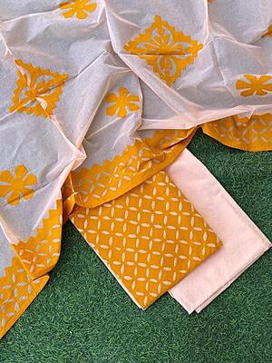 Pure Cotton Suit With Applique Top And Dupatta Catalogue 3-7