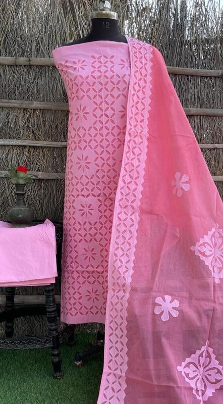 Pure Cotton Suit With Applique Top And Dupatta Catalogue 4-1