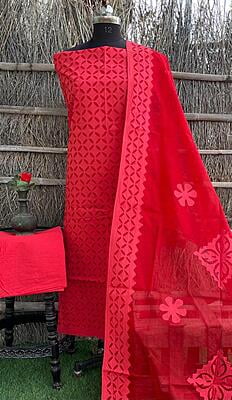 Pure Cotton Suit With Applique Top And Dupatta Catalogue 4-3