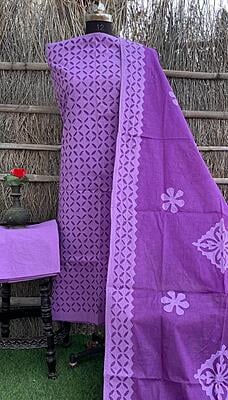 Pure Cotton Suit With Applique Top And Dupatta Catalogue 4-4