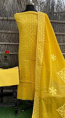 Pure Cotton Suit With Applique Top And Dupatta Catalogue 4-5