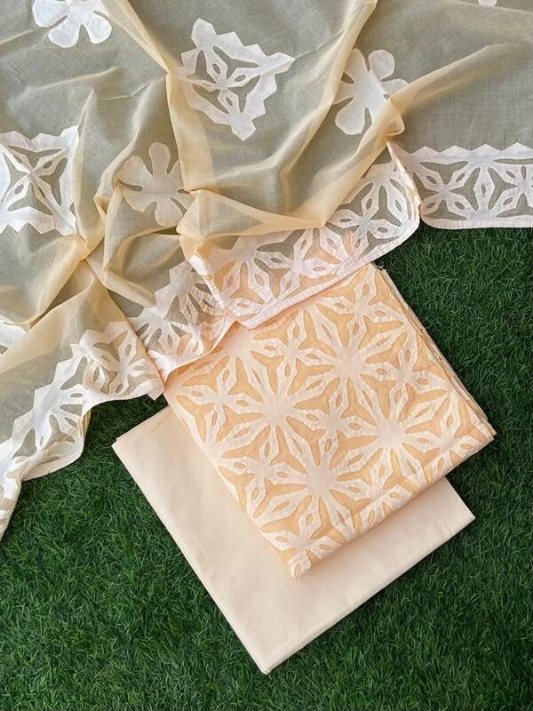 Pure Cotton Suit With Applique Top And Dupatta Catalogue 5-1 Pure Cotton Suit With Applique Top And Dupatta Catalogue 5-1