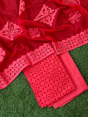 Pure Cotton Suit With Applique Top And Dupatta Catalogue 5-17 Pure Cotton Suit With Applique Top And Dupatta Catalogue 5-17