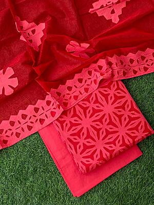 Pure Cotton Suit With Applique Top And Dupatta Catalogue 5-18 Pure Cotton Suit With Applique Top And Dupatta Catalogue 5-18