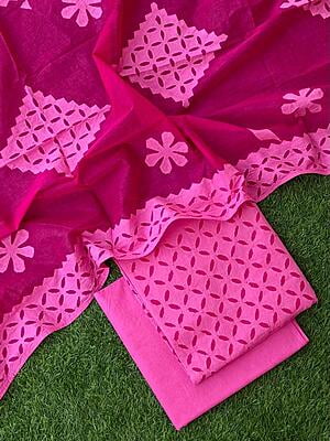 Pure Cotton Suit With Applique Top And Dupatta Catalogue 5-19 Pure Cotton Suit With Applique Top And Dupatta Catalogue 5-19