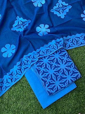 Pure Cotton Suit With Applique Top And Dupatta Catalogue 5-33 Pure Cotton Suit With Applique Top And Dupatta Catalogue 5-33