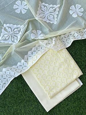 Pure Cotton Suit With Applique Top And Dupatta Catalogue 5-44 Pure Cotton Suit With Applique Top And Dupatta Catalogue 5-44