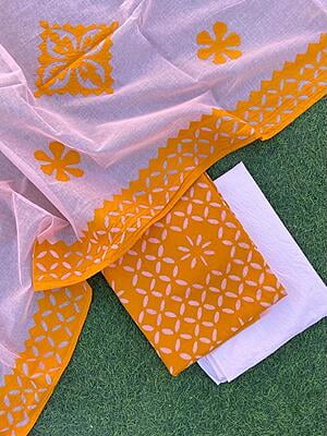 Pure Cotton Suit With Applique Top And Dupatta Catalogue 5-47 Pure Cotton Suit With Applique Top And Dupatta Catalogue 5-47