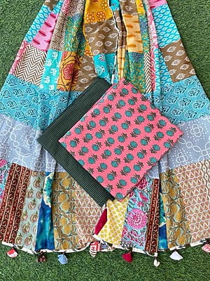 Handblock Printed Suit With Patch Work Dupatta Catalogue 1-11 Handblock Printed Suit With Patch Work Dupatta Catalogue 1-11