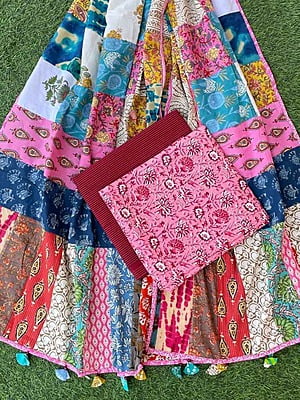 Handblock Printed Suit With Patch Work Dupatta Catalogue 1-12 Handblock Printed Suit With Patch Work Dupatta Catalogue 1-12