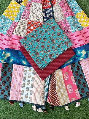 Handblock Printed Suit With Patch Work Dupatta Catalogue 1-16 Handblock Printed Suit With Patch Work Dupatta Catalogue 1-16