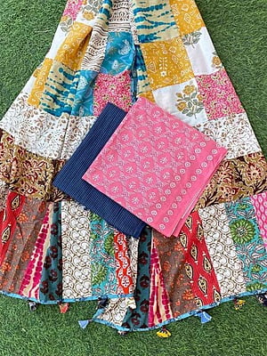 Handblock Printed Suit With Patch Work Dupatta Catalogue 1-2 Handblock Printed Suit With Patch Work Dupatta Catalogue 1-2