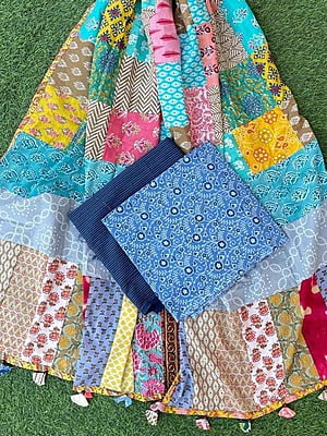 Handblock Printed Suit With Patch Work Dupatta Catalogue 1-3 Handblock Printed Suit With Patch Work Dupatta Catalogue 1-3