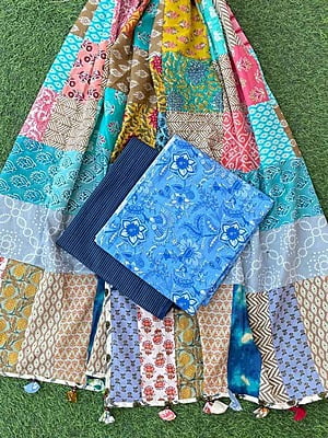Handblock Printed Suit With Patch Work Dupatta Catalogue 1-4 Handblock Printed Suit With Patch Work Dupatta Catalogue 1-4