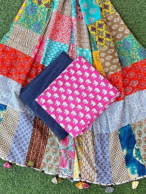 Handblock Printed Suit With Patch Work Dupatta Catalogue 1-5 Handblock Printed Suit With Patch Work Dupatta Catalogue 1-5