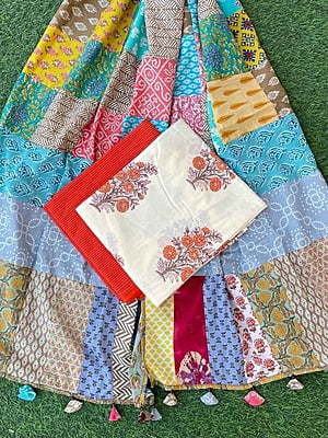 Handblock Printed Suit With Patch Work Dupatta Catalogue 1-7 Handblock Printed Suit With Patch Work Dupatta Catalogue 1-7