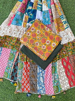 Handblock Printed Suit With Patch Work Dupatta Catalogue 1-9 Handblock Printed Suit With Patch Work Dupatta Catalogue 1-9