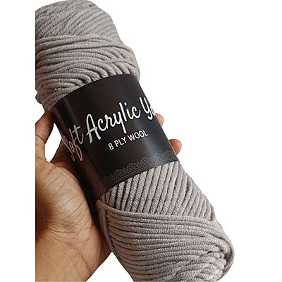 Soft Acrylic Yarn 8 ply Dove Grey