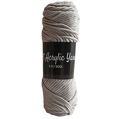 Soft Acrylic Yarn 8 ply Dove Grey