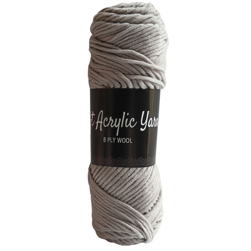 Soft Acrylic Yarn 8 ply Dove Grey