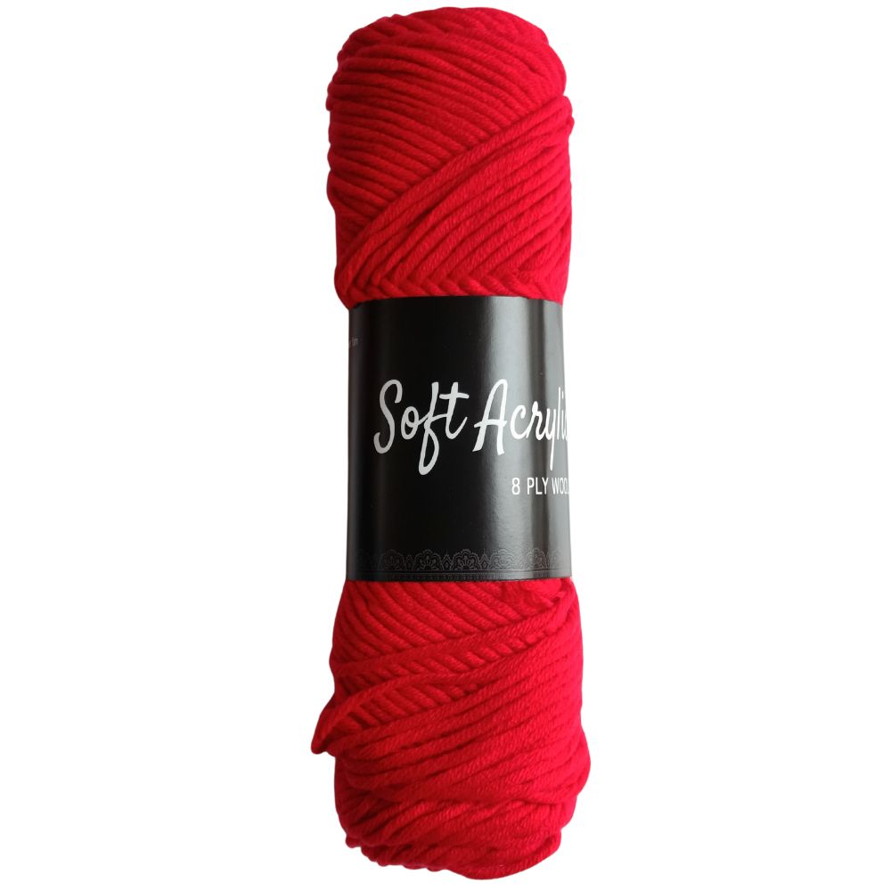 Soft Acrylic Yarn 8 ply Red