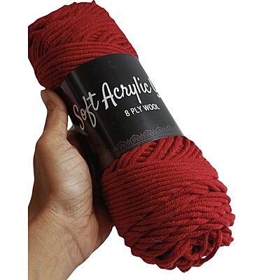 Soft Acrylic Yarn 8 ply Dark Burgundy