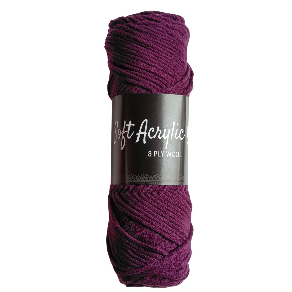 Soft Acrylic Yarn 8 ply Dark Grape Soft Acrylic Yarn 8 ply Dark Grape