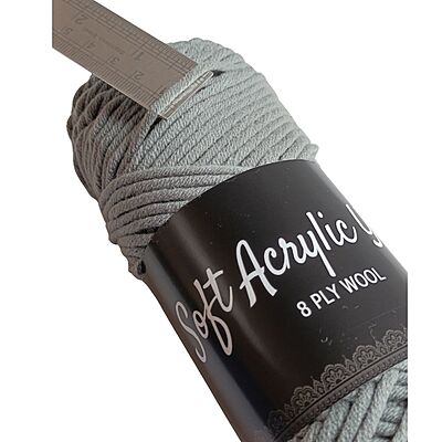 Soft Acrylic Yarn 8 ply Storm Grey