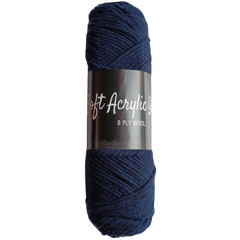 Soft Acrylic Yarn 8 ply Dark Blue