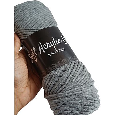 Soft Acrylic Yarn 8 ply Storm Grey