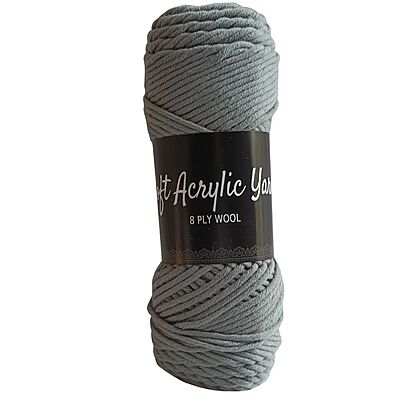 Soft Acrylic Yarn 8 ply Storm Grey