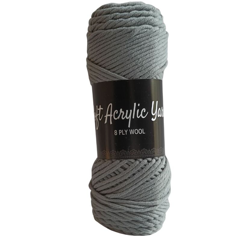 Soft Acrylic Yarn 8 ply Storm Grey