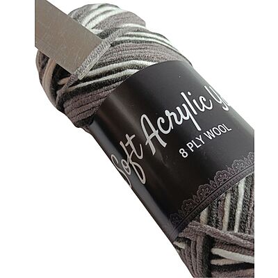 Soft Acrylic Yarn 8 ply Black-Grey-White Multi Soft Acrylic Yarn 8 ply Black-Grey-White Multi