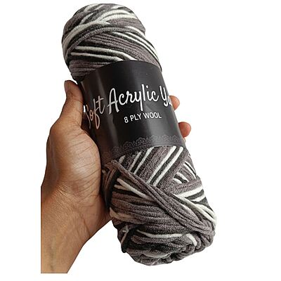 Soft Acrylic Yarn 8 ply Black-Grey-White Multi Soft Acrylic Yarn 8 ply Black-Grey-White Multi