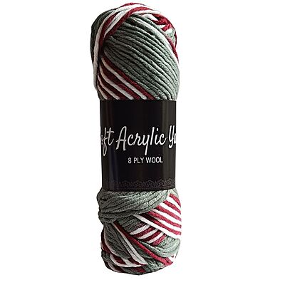 Soft Acrylic Yarn 8 ply Red-Grey Multi Soft Acrylic Yarn 8 ply Red-Grey Multi
