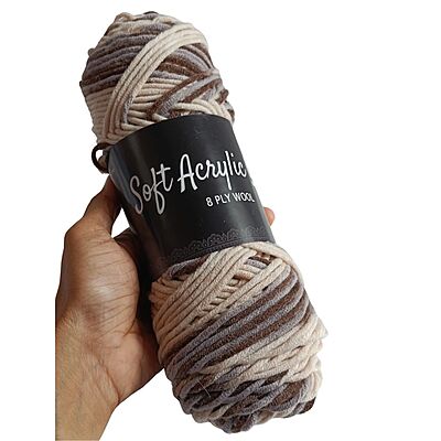 Soft Acrylic Yarn 8 ply Brown-Cream Multi Soft Acrylic Yarn 8 ply Brown-Cream Multi