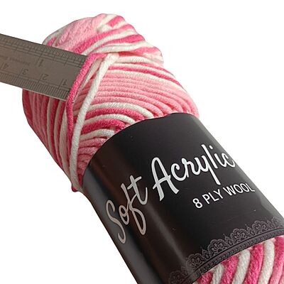 Soft Acrylic Yarn 8 ply Dark Pink- White Multi Soft Acrylic Yarn 8 ply Dark Pink- White Multi