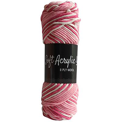 Soft Acrylic Yarn 8 ply Dark Pink- White Multi Soft Acrylic Yarn 8 ply Dark Pink- White Multi