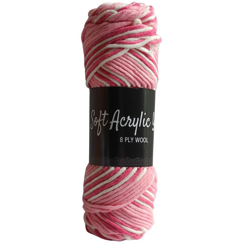 Soft Acrylic Yarn 8 ply Dark Pink- White Multi Soft Acrylic Yarn 8 ply Dark Pink- White Multi