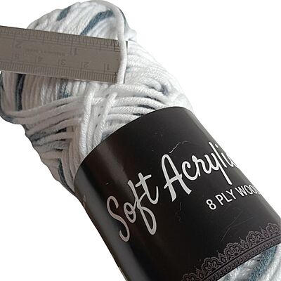 Soft Acrylic Yarn 8 ply White-Black Multi Soft Acrylic Yarn 8 ply White-Black Multi