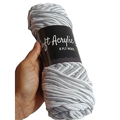 Soft Acrylic Yarn 8 ply White-Grey Multi Soft Acrylic Yarn 8 ply White-Grey Multi