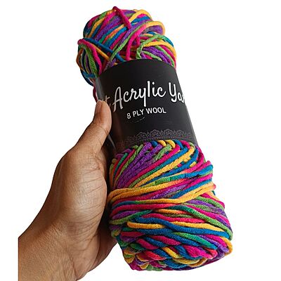 Soft Acrylic Yarn 8 ply Rainbow Multi Soft Acrylic Yarn 8 ply Rainbow Multi