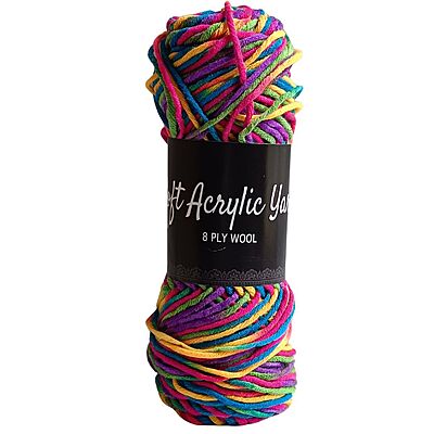Soft Acrylic Yarn 8 ply Rainbow Multi