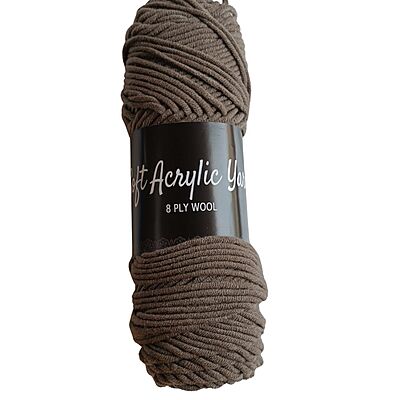 Soft Acrylic Yarn 8 ply Peanut Brown