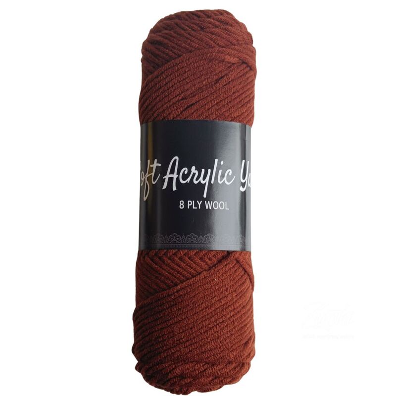 Soft Acrylic Yarn 8 ply Chocolate Brown